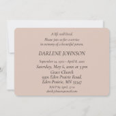 In Loving Memory Roze Pioen Uitnodiging (Achterkant)