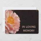 In Loving Memory Roze Pioen Uitnodiging (Voorkant)