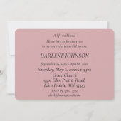 In Loving Memory Roze Rose uitnodiging (Achterkant)