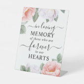 In Loving Memory Roze Witte Bloemen Reclamebord Met Voetstuk (Voorkant)