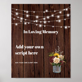 In Loving Memory Rustic Burgundy Sunflower Poster