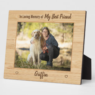 In Loving Memory Rustic Woodgrain Pet Dog Memorial Fotoplaat