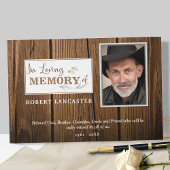 In Loving Memory rustiek hout, begrafenisfoto Gastenboek