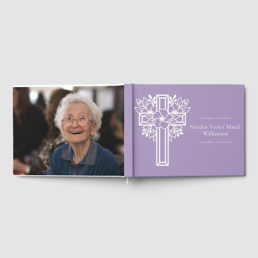 In Loving Memory rustige lavendel Memorial Foto Gastenboek (Volledig)