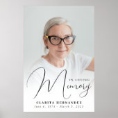 In Loving Memory Script Elegante foto begrafenis Poster (Voorkant)