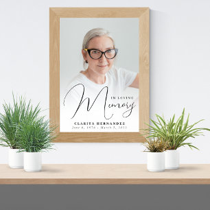 In Loving Memory Script Elegante foto begrafenis Poster