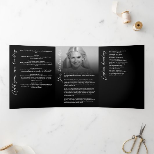 In Loving Memory Script Foto Collage Begrafenis Drieluik Programma (Binnen)