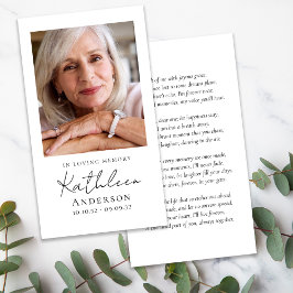 In Loving Memory Script Funeral Prayer Kaart