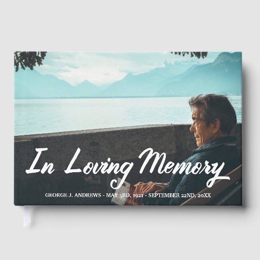 In Loving Memory Script Overlay - Foto en naam toe Gastenboek (Voorkant)