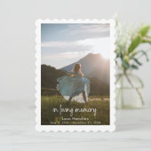 In Loving Memory Script Photo Funeral Program Kaart (Staand voorkant)