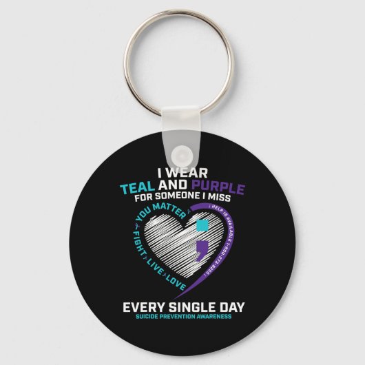 In Loving Memory Semi Colon Zelfmoord Preventie AW Sleutelhanger (Voorkant)