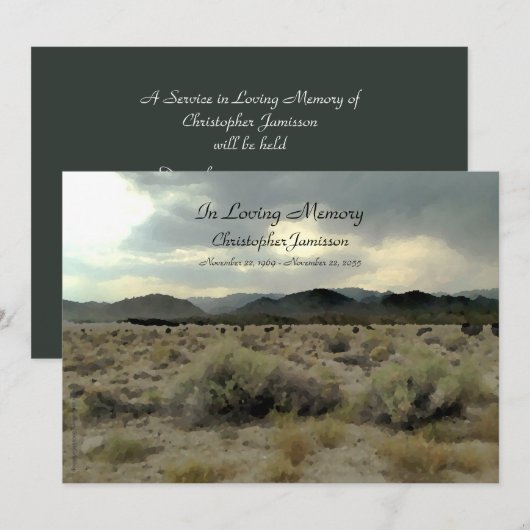 In Loving Memory Service Invitation Mountain Storm Kaart (Voorkant / Achterkant)