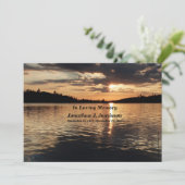 In Loving Memory Service Invitation Sunset at Lake Kaart (Staand voorkant)