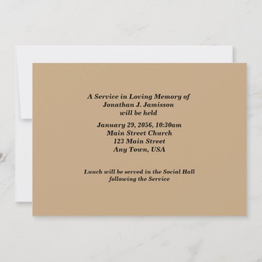 In Loving Memory Service Invitation Sunset at Lake Kaart (Achterkant)