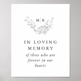 In Loving Memory Sign Formal Monogram Weddenschap Poster