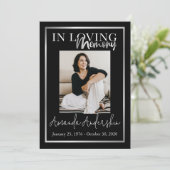 In Loving Memory Silver Funeral Memorial Foto Kaart (Staand voorkant)