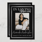 In Loving Memory Silver Funeral Memorial Foto Kaart (Voorkant / Achterkant)