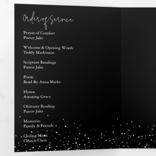 In Loving Memory Silver Lijst Zwart Drieluik Programma (Binnenzijde eerst)