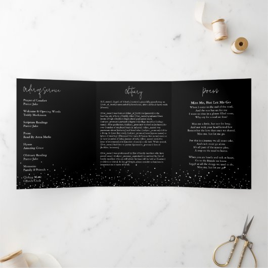 In Loving Memory Silver Lijst Zwart Drieluik Programma (Binnen)