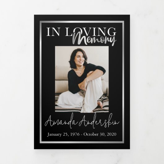 In Loving Memory Silver Lijst Zwart Drieluik Programma (Cover)