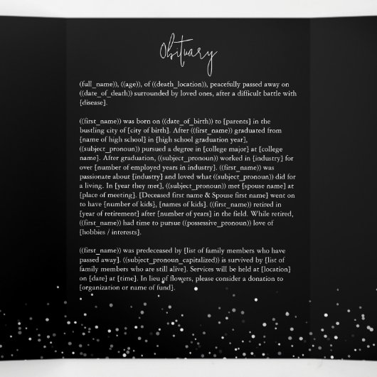 In Loving Memory Silver Lijst Zwart Drieluik Programma (Binnenkant midden)