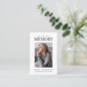 In Loving Memory Simple Photo Funeral Prayer Card Visitekaartje (Staand voorkant)