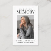 In Loving Memory Simple Photo Funeral Prayer Card Visitekaartje (Voorkant)