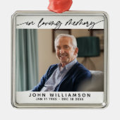 In Loving Memory Simple Script Tribute Photo Metalen Ornament (Voorkant)