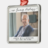 In Loving Memory Simple Script Tribute Photo Metalen Ornament (Links)