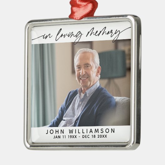 In Loving Memory Simple Script Tribute Photo Metalen Ornament (Links)