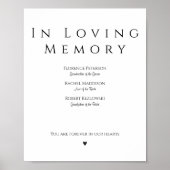 In Loving Memory Simple Wedding Memorial Sign Poster (Voorkant)