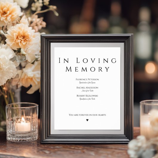 In Loving Memory Simple Wedding Memorial Sign Poster