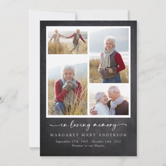 In Loving Memory Slate Foto's Begrafenissympathie Bedankkaart (Voorkant)