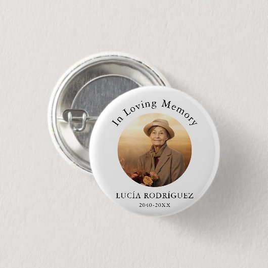 In Loving Memory Spaanse begrafenisfoto Ronde Button 3,2 Cm (Voorkant /achterkant)