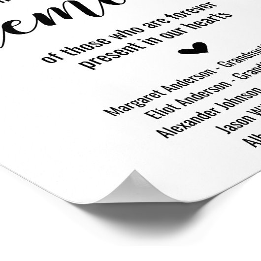 In Loving Memory Sunflower Weddenschap Poster (Hoek)