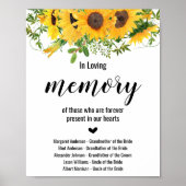 In Loving Memory Sunflower Weddenschap Poster (Voorkant)