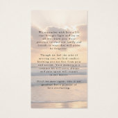 In Loving Memory Sunset Beach Photo Prayer Card Visitekaartje (Achterkant)