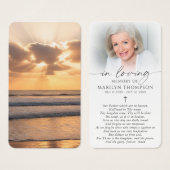 In Loving Memory Sunset Cross Funeral Prayer Card Visitekaartje (Voorkant /achterkant)