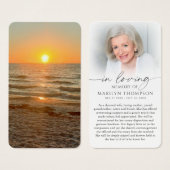 In Loving Memory Sunset Photo Sympathy Cards Visitekaartje (Voorkant /achterkant)