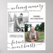 In Loving Memory Tekst 2 Foto Uitvaart Poster (Voorkant)