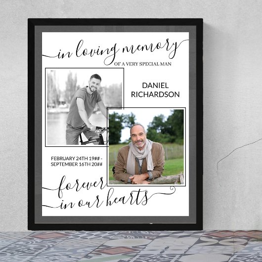In Loving Memory Tekst 2 Foto Uitvaart Poster
