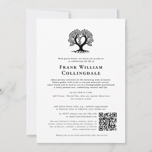 In Loving Memory Tree Pod Funeral Kaart (Voorkant)
