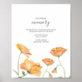 In Loving Memory Trouwbord Sinaasappel Flowers Poster (Voorkant)