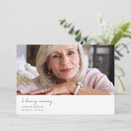 In Loving Memory Twee foto sympathie begrafenis Bedankkaart (Staand voorkant)