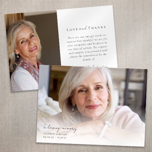 In Loving Memory Twee foto sympathie begrafenis Bedankkaart