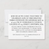 In Loving Memory Uitnodiging Uitnodiging Handgemaa (Achterkant)