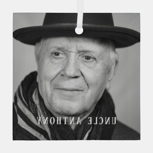 In Loving Memory Uncle minimal Photo Ornament (Achterkant)