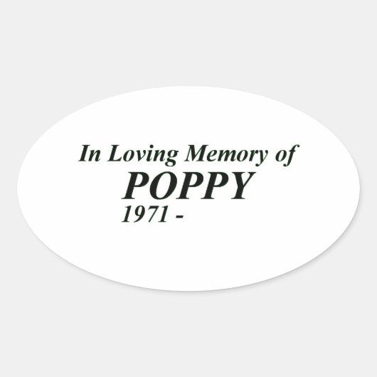 In Loving Memory van Poppy Ovale Sticker (Voorkant)