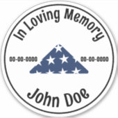 In Loving Memory Veteran Custom Cut Vinyl Sticker (Voorkant)