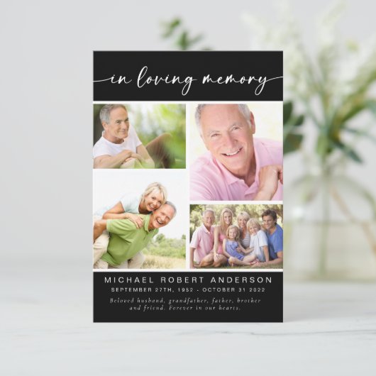 In Loving Memory Vier foto collage begrafenis Bedankkaart (Staand voorkant)
